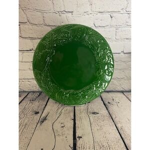 Vietri Majolica Green 8 1/2 Christmas Wreath Salad Plate Made Italy 7909/21